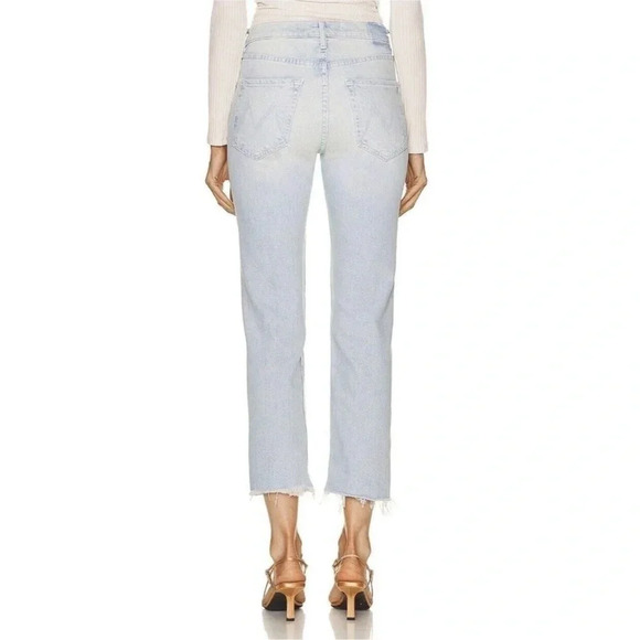 New Mother Scrapper Cuff Ankle Fray Denim Jeans Straight Leg Lonely Hearts Club - Picture 17 of 17